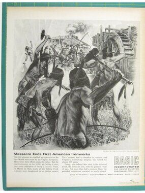 Print Ad Massacre Ends First American Ironworks Basic Virginia 1960s Industrial